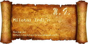 Milotai Irén névjegykártya